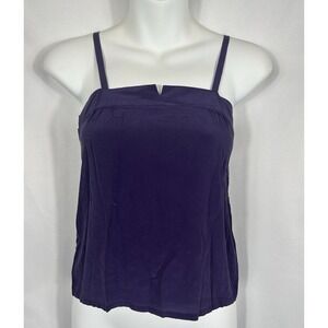 Vintage Anne Crimmins UMI Purple 100% Silk Tank Top Size 6 Y2K Square Neck Vamp
